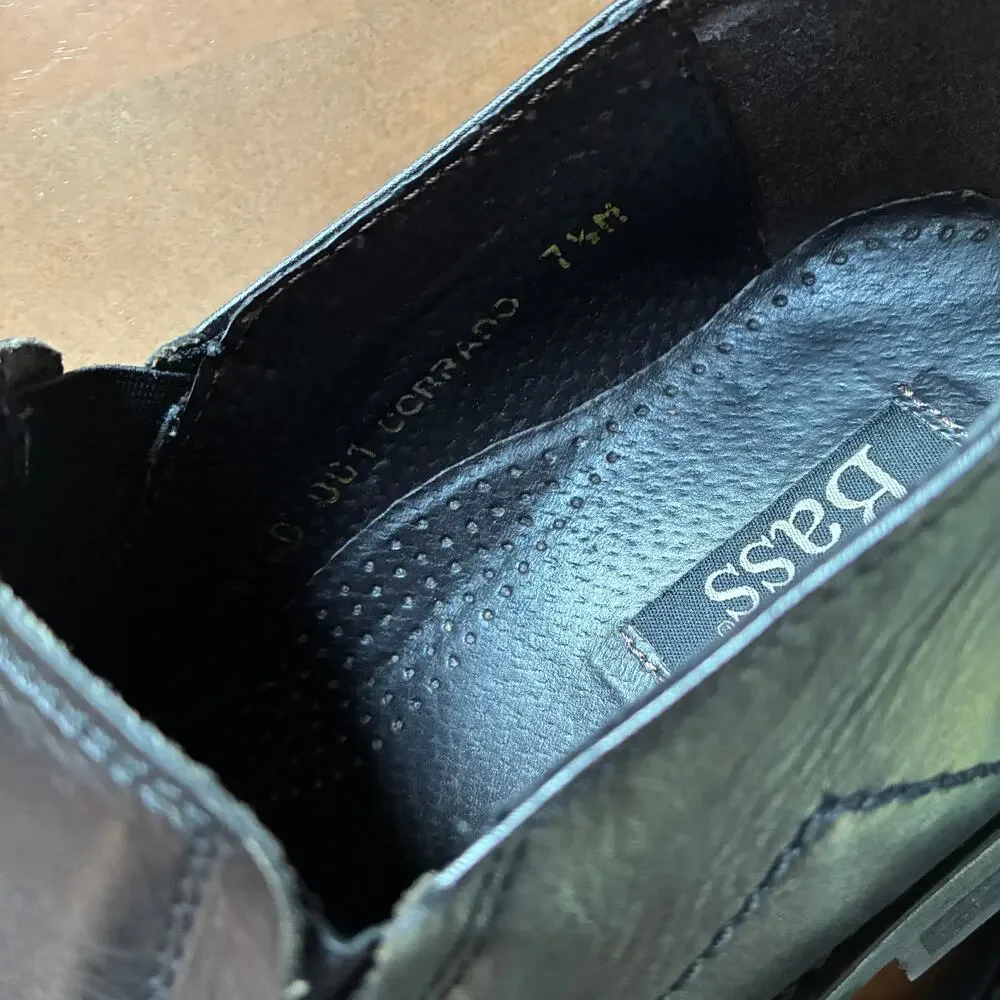 BASS Corrado Black Leather Square Toe Slip-on Dress Shoes Loafers Men's Size 7.5